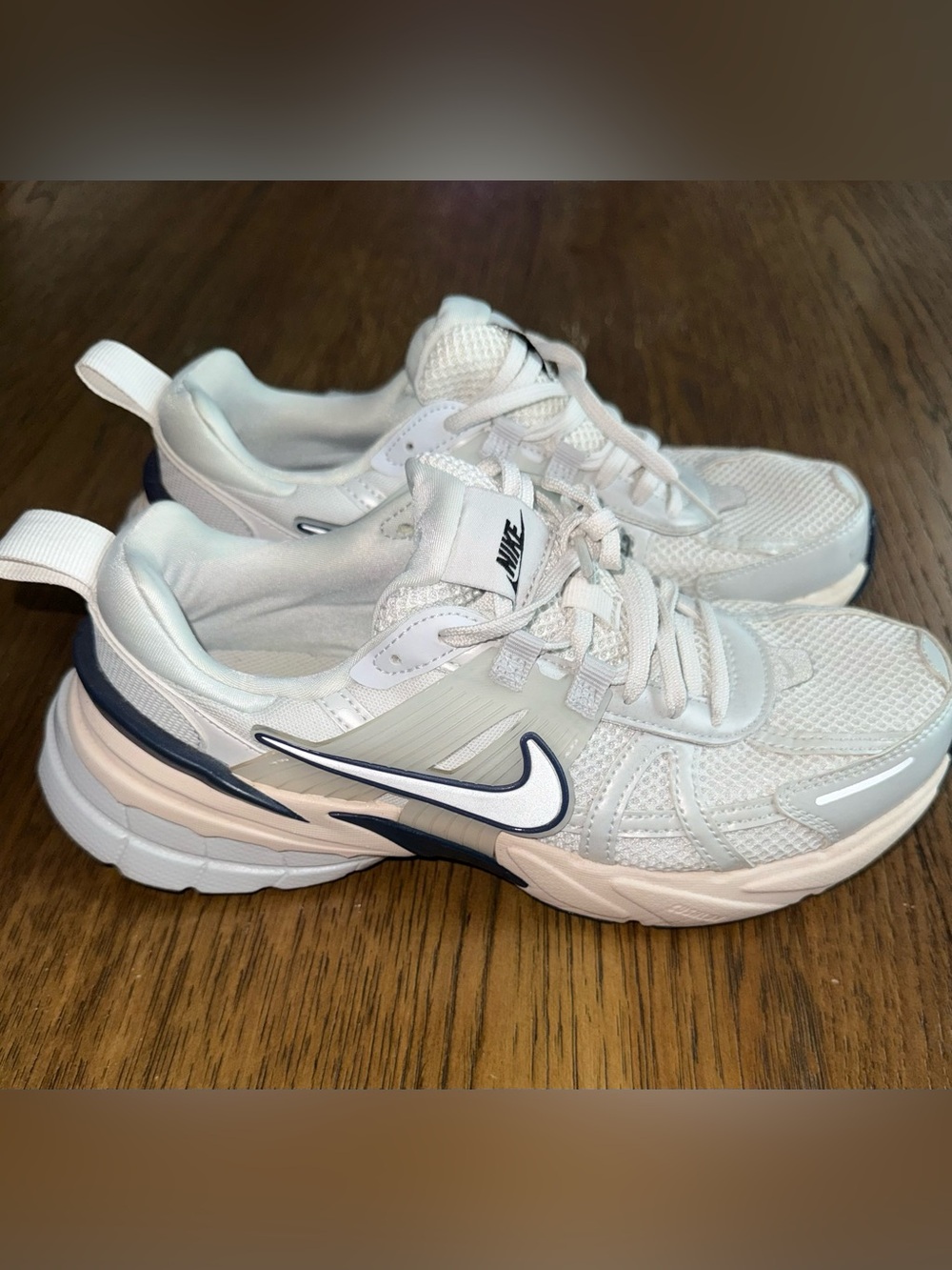 Nike White and Navy Low-Top Athletic Sneakers